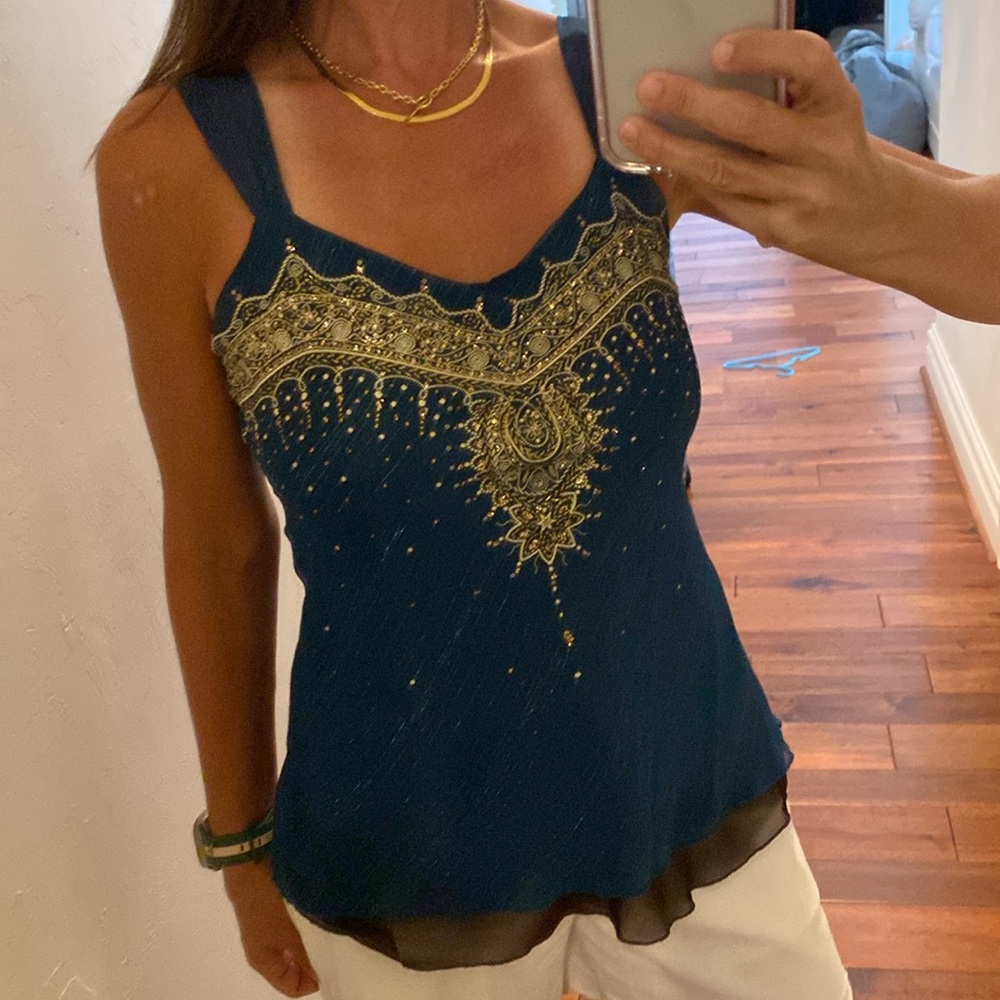 Elegant teal and Gold Women's Top